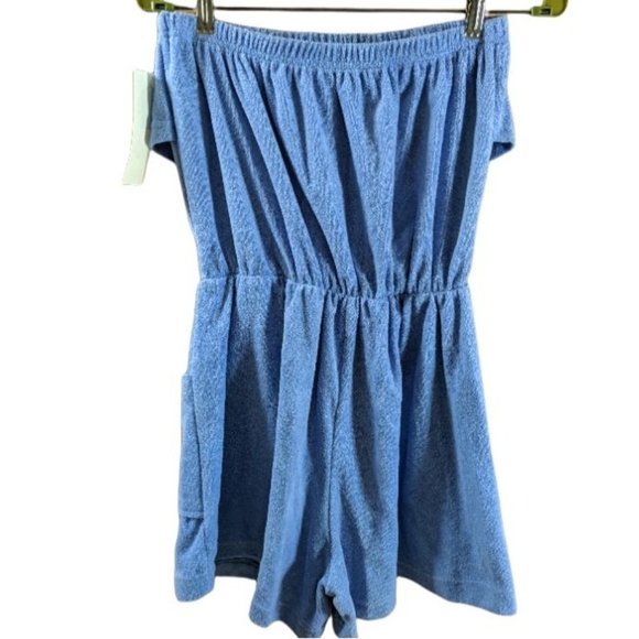 NWT Vintage Terrycloth Romper Jumper Gloria's Fashions Coverup Blue - Large - Picture 2 of 12